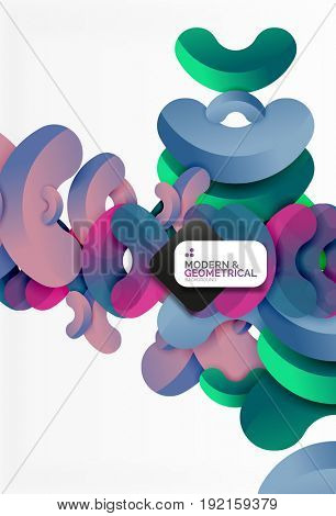 Abstract color geometric round shapes on white - elements with shadow, colorful composition