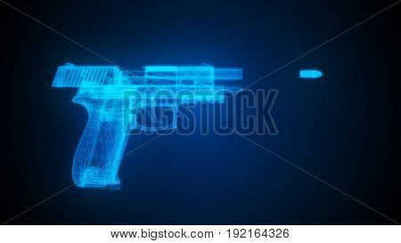3D Illustration Of A Pistol Shooting