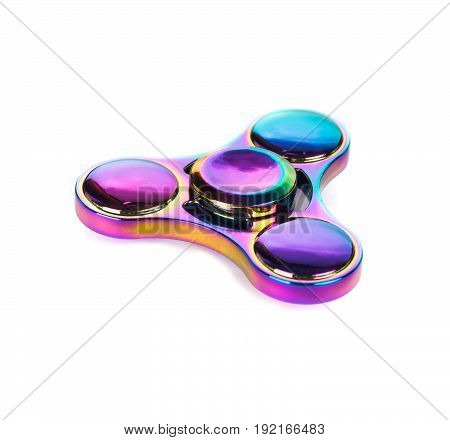 versicoloured colorful fidget spinner stress relieving toy isolated on white background