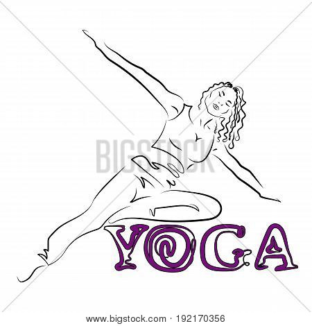 Young flexible woman with a thin waist practicing yoga. You can use it as a logo for group sessions for a yoga studio or class of meditation