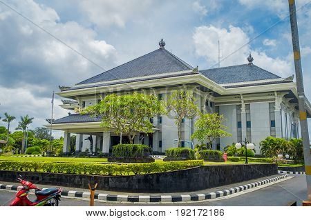 BALI, INDONESIA - MARCH 08, 2017: Centre building is a goverment office complex building located in Densapar, Bali Indonesia.