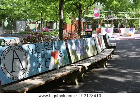 CAMDEN, NJ - MAY 6: Camden Childrens Garden in Camden, New Jersey, as seen on May 6, 2017. This venue was created in 1999 and is designed for children and families.