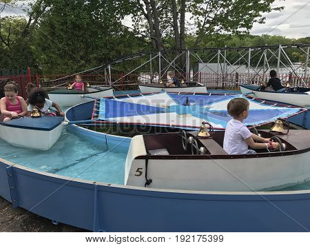 MIDDLEBURY, CT - MAY 27: Quassy Amusement Park in Middlebury, Connecticut, as seen on May 27, 2017. It has been a staple in Connecticut entertainment for over 100 years.