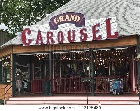 MIDDLEBURY, CT - MAY 27: Quassy Amusement Park in Middlebury, Connecticut, as seen on May 27, 2017. It has been a staple in Connecticut entertainment for over 100 years.