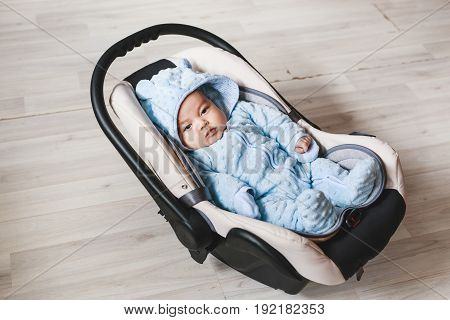 Close up of new born mixed race baby. Asian and British new born baby