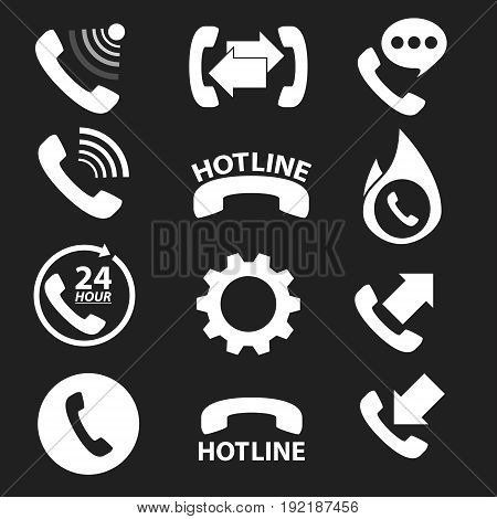phone hot line and 24 hour icon. vector illuustration.