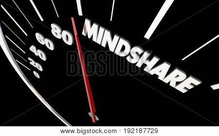 Mindshare Topic Full Attention Awareness Speedometer Measurement 3d Illustration 
