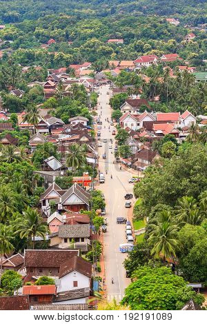 skyview and landscape in luang prabang Laos.