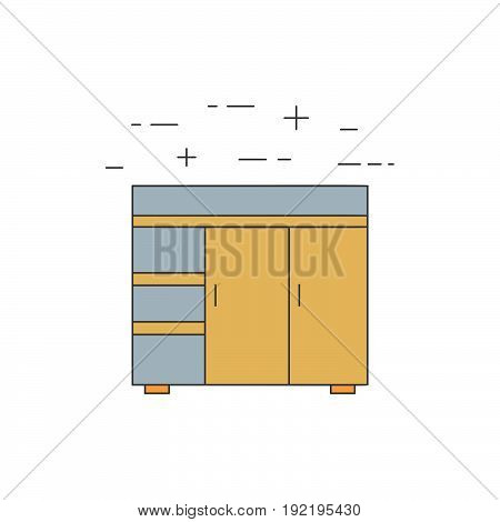 Steel Work Table Isolated Line Icon.