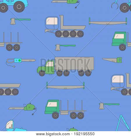 Forestry Machines Seamless Pattern.