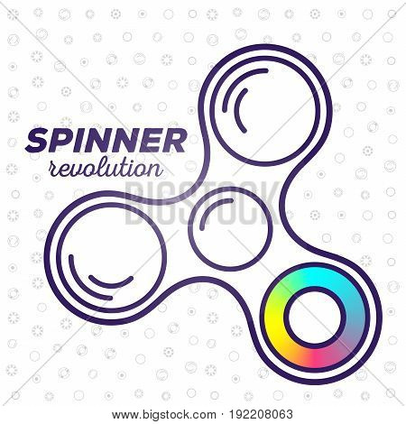 Creative Concept Of Fidget Spinner With Colorful Ring. Vector Illustration With Text On White Patter