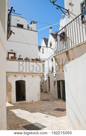 Characteristic alleyway of Locorotondo. Puglia. Southern Italy.
