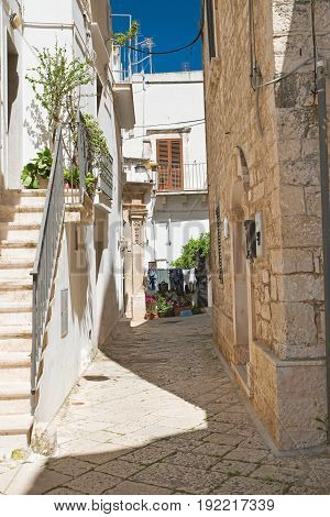 Characteristic alleyway of Noci. Puglia. Southern Italy.