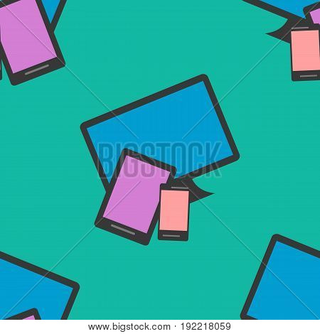 Seamless Pattern of colorful Isoleted Devices. Flat Design. Vector Illustration.