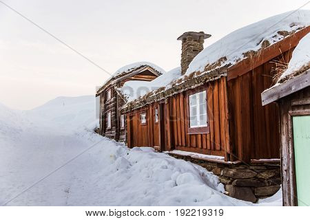 A Beautiful Historic Street Of A Small Norwegian Town Roros
