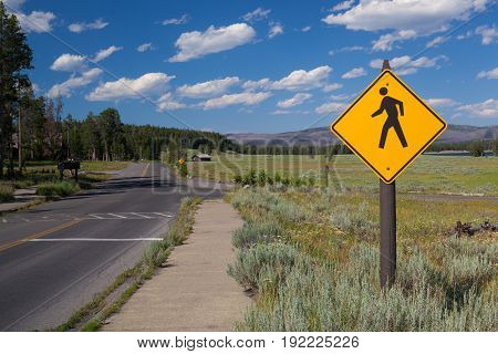 On the road in Yellowstone National Park USA
