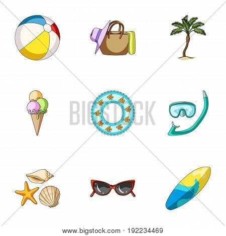 Beach, palm tree, ice cream.Summer vacation set collection icons in cartoon style vector symbol stock illustration .