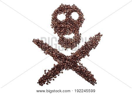 Skull Of Coffee Beans, Cheerful Roger Of Coffee, The Concept Suggests That Sometimes Coffee Can Beli
