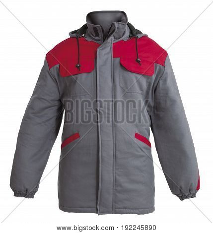 Protective working winter jacket isolated on white background