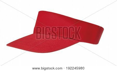 Red sun visor hats with clipping path on white background