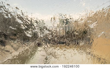Water Drop Of Rain On Window.view Background