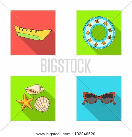 Water attraction, seashells, goggles.Summer vacation set collection icons in flat style vector symbol stock illustration .
