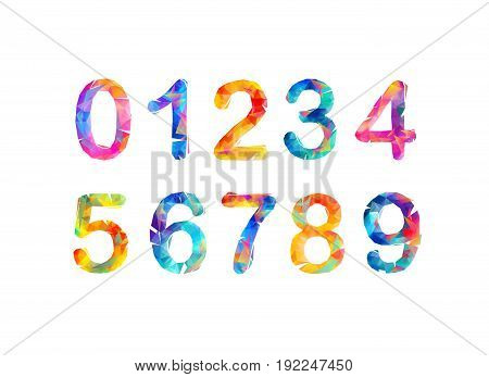 Collection of digits. Geometric numbers triangular figures. Vector