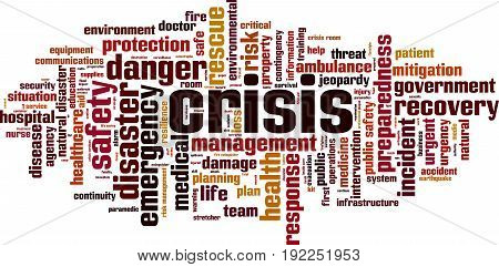 Crisis word cloud concept. Vector illustration on white