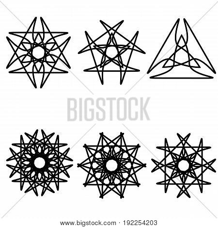 Astrology Geometric Pattern Set Pentogramm