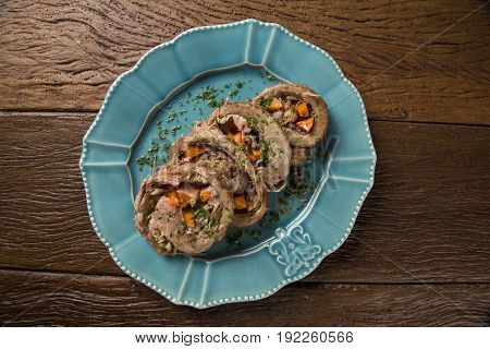 Meat Roll Filled With Potatoes Roasted Meat And Carrot - Matambre