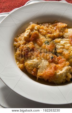 Peixada catarinense - brazilian fish stew. Gourmet food.
