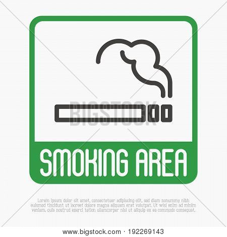 Smoking area thin line sign. Vector illustration.