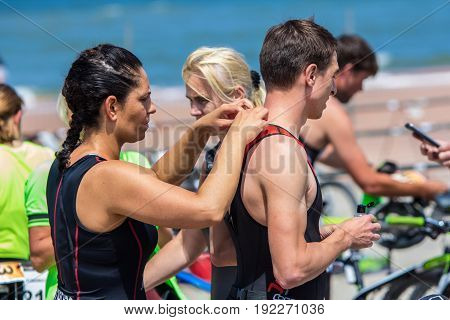 Kijkduin The Hague the Netherlands - 17 June 2017: Kijkduin cross triathlon