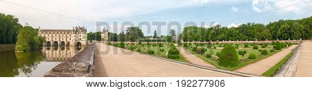 Villandry France - June 9 2014: Along The Route Of The Castles On The Loire River - Chateau De Cheno