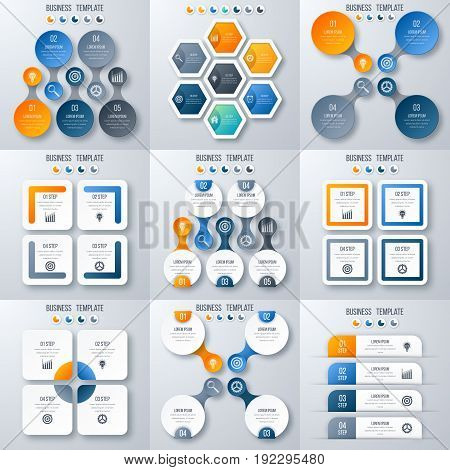 Set with infographics. Data and information visualization. Template. Stock vector