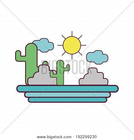 cactus with sun natural aventure vector illustration