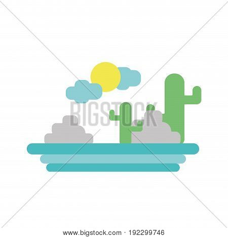 cactus with sun natural aventure vector illustration