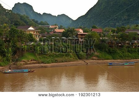 Nam Ou river in Nong Khiaw village, northern Laos