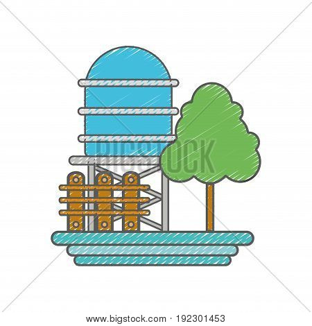water tabk towel with tree and grid wood vector illustration