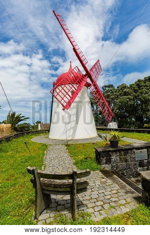 Pico Vermelho Windmill On The Coast Of Sao Miguel Island