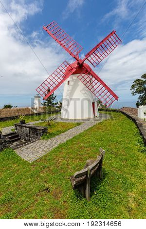 Pico Vermelho Windmill On The Coast Of Sao Miguel Island