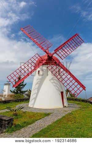 Pico Vermelho Windmill On The Coast Of Sao Miguel Island