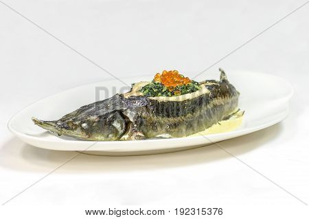 Sterlet With Red Caviar for a banquet