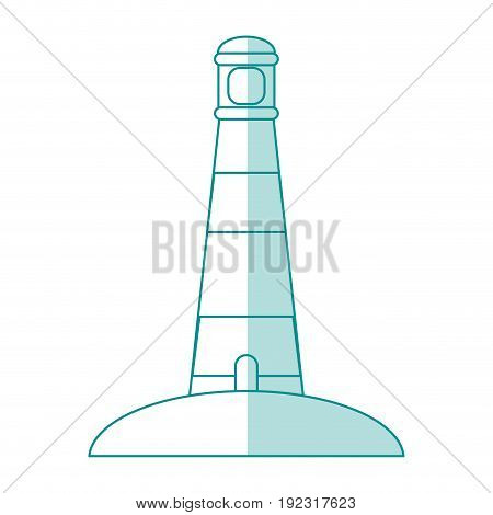 Flat line monocromatic lighthouse over white background vector illustration