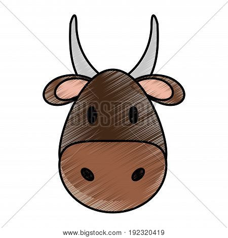 Cute bull doodle over white background vector illustration