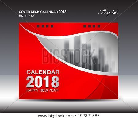 Red cover Desk Calendar 2018 Yearn template