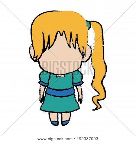 cute anime chibi little girl cartoon style vector illustration