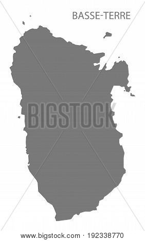 Basse-terre Island Of Guadeloupe Map Grey Illustration Silhouette