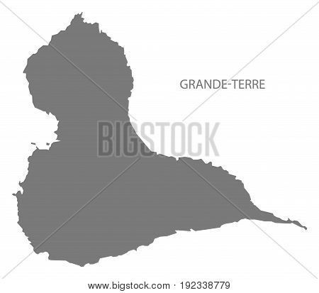 Grande-terre Island Of Guadeloupe Map Grey Illustration Silhouette