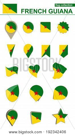 French Guiana Flag Collection. Big Set For Design.